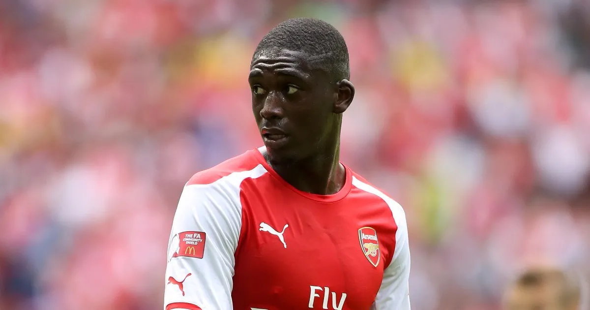 Yaya Sanogo trong màu áo Arsenal, ví dụ về một 'thần đồng Football Manager' không phát huy hết tiềm năng